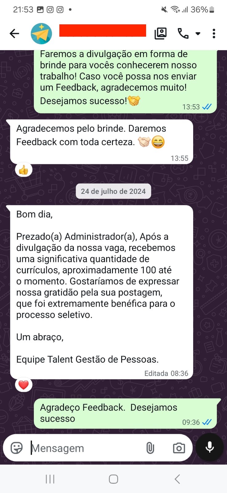 Print de mensagem de anunciante 1